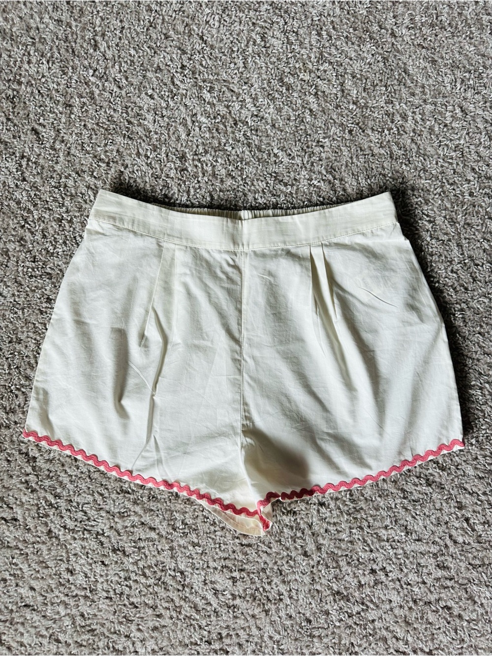 Free People Cream High-Waist Shorts with Pink Trim